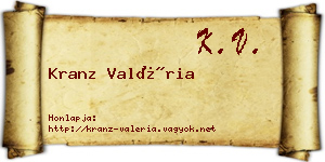 Kranz Valéria névjegykártya